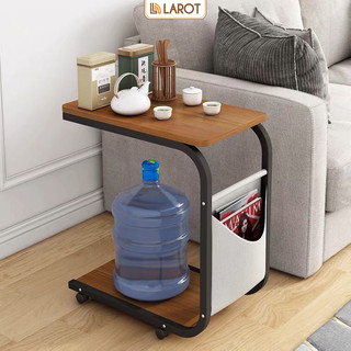 Bàn cạnh sofa, bàn ăn mini có bánh xe kết hợp kệ đa năng - LM102