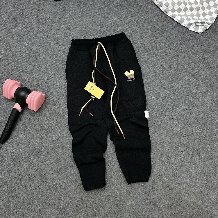 Quần nỉ dài "GẤU CUTE" 14-45kg , quần nỉ bé trai, bé gái ống bo. Vải da cá tàu. Hàng may kỹ. STB40