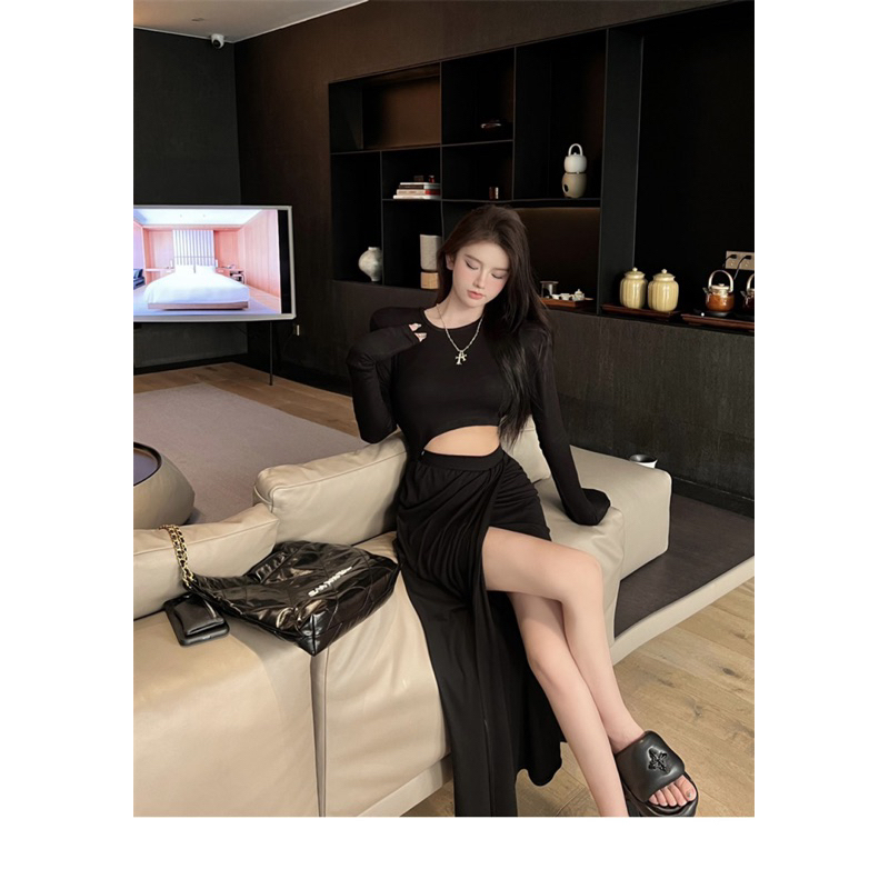 VÁY BODY DÀI TAY XẺ EO TÔN DÁNG