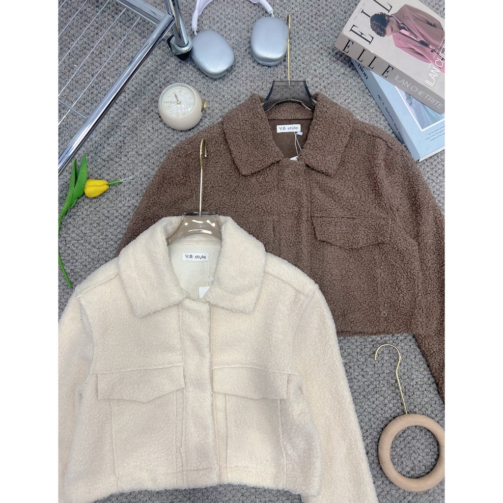 Áo khoác lông cừu cổ bẻ dáng croptop - Spring Girl - AokhoaclongcuuCRT3189_P0K47