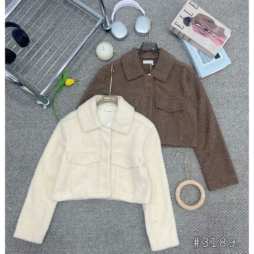 Áo khoác lông cừu cổ bẻ dáng croptop - Spring Girl - AokhoaclongcuuCRT3189_P0K47
