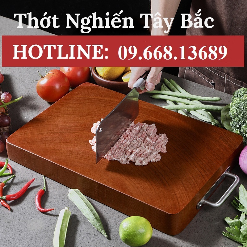 Thớt gỗ nghiến Tây Bắc núi đá tròn không tâm cắt thái xắt cao cấp DX siêu bền đủ kích thước