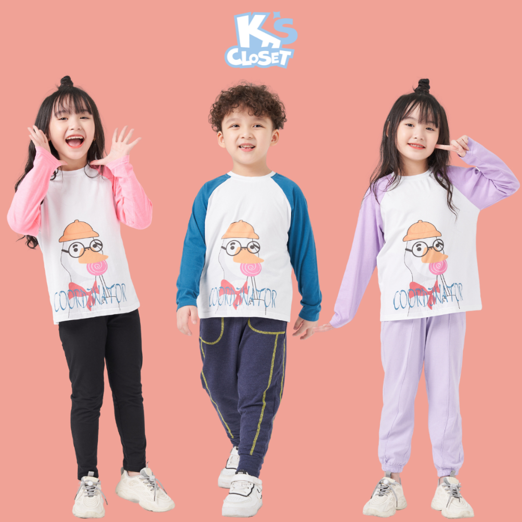 Áo Dài Tay Trẻ Em Chất Liệu Cotton K'S CLOSET Cho Bé Trai Và Bé Gái In Hình Dễ Thương  E003ONF