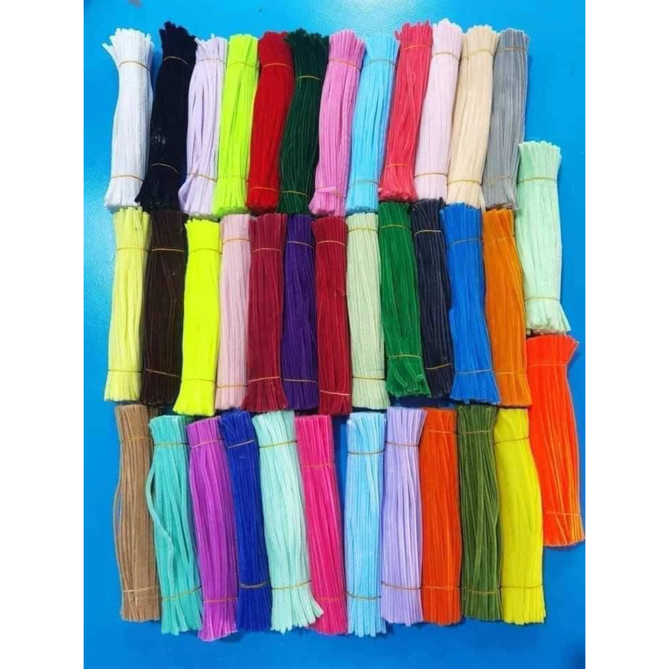 Set kẽm bông nhung xù 2 bó 200 cây làm đồ trang trí handmade đồ chơi thủ công cho bé m230