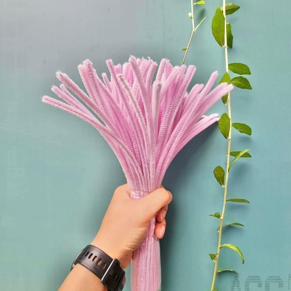 Set kẽm bông nhung xù 2 bó 200 cây làm đồ trang trí handmade đồ chơi thủ công cho bé m230