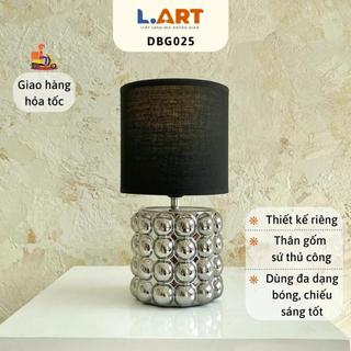 Đèn ngủ gốm sứ L.ART DBG025 tráng men bạc cùng chao đèn màu đen độc đáo kiểu dáng hiện đại