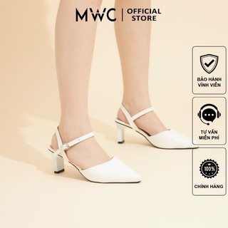 Giày MWC 4109 - Giày Cao Gót Nữ Thời Trang Cao Gót 5cm Quai Hậu Đế Vuông Mũi Nhọn Da Bóng Vân Cá Sấu
