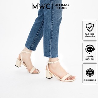 Giày mwc 4222 - giày sandal cao gót 5cm, cao gót gót vuông, sandal cao gót quai ngang cá tính