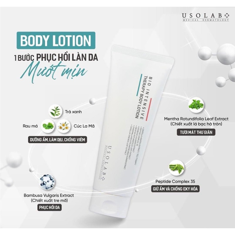 Kem dưỡng ẩm body lotion USOLAB - Giúp phục hồi cung cấp độ ẩm, phục hồi da toàn diện 250ml