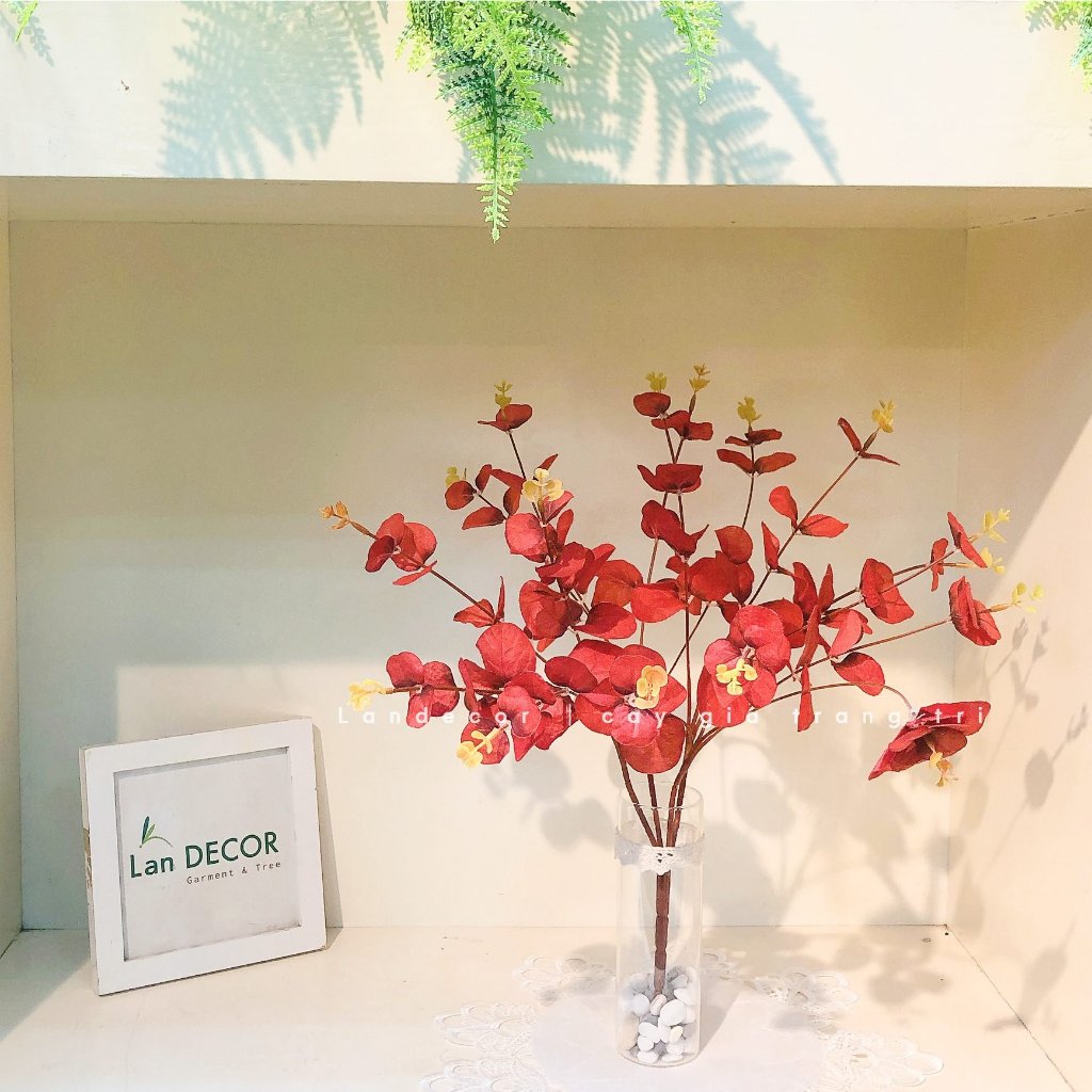 Hoa giả để bàn - Bình hoa decor với các mẫu lọ hoa nhỏ xinh trang trí không gian đẹp cao 30-40cm -  Lan Decor