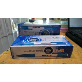 1 hộp 20 cây bút bi thiên long tl-08, mực xanh, đầu bút 0.8mm