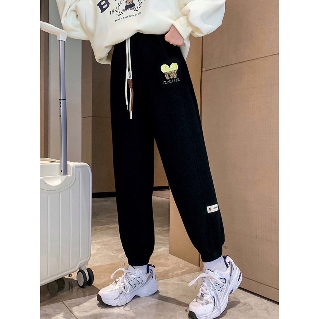 Quần nỉ mùa đông ấm áp "CAN-BEAR" 14-45kg cho bé gái 4-14 tuổi. Vải da cá dày dặn, co giãn tốt. STG36