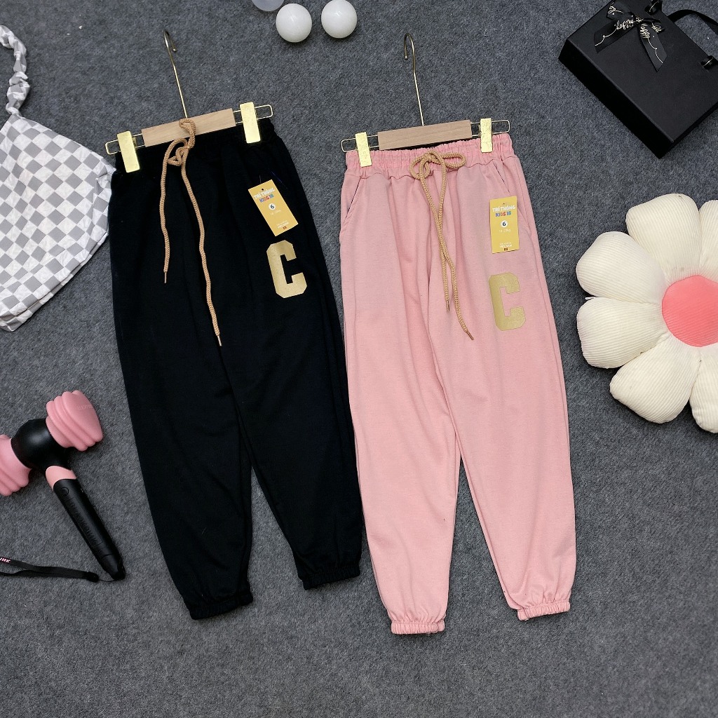 Quần nỉ mùa đông ấm áp "CAN-BEAR" 14-45kg cho bé gái 4-14 tuổi. Vải da cá dày dặn, co giãn tốt. STG36