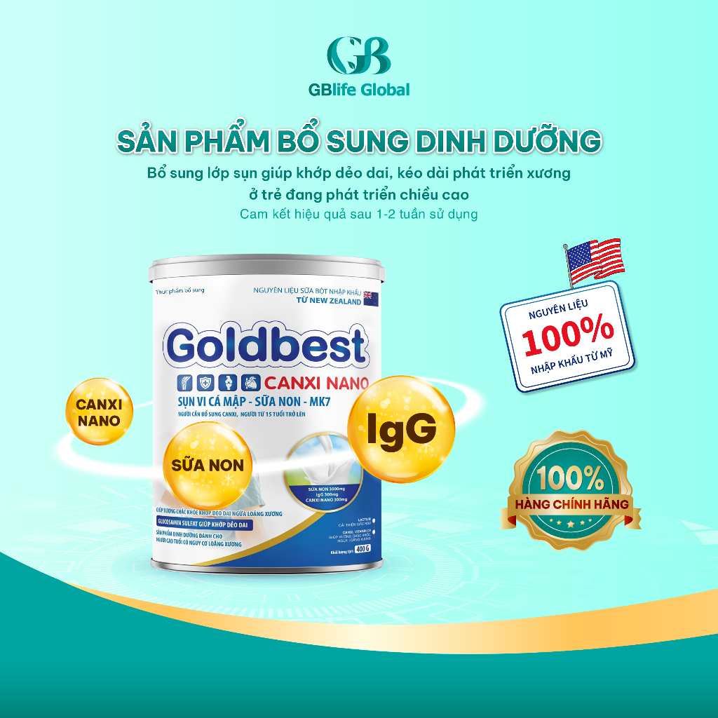 Sữa non xương khớp Goldbest Canxi Nano - Sụn vi cá mập