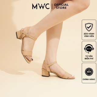 Giày MWC 3956 - Giày Sandal Cao Gót Vuông 3p Quai Ngang Basic Thời Trang