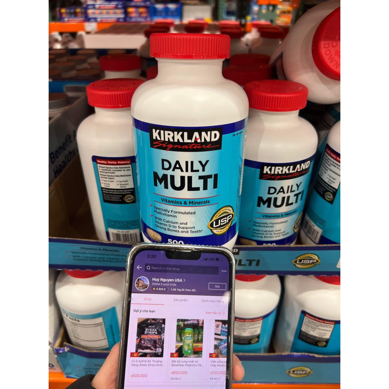Viên Uống bổ sung Vitamin và Khoáng Chất tổng hợp Kirkland Daily Multi chai 500 viên