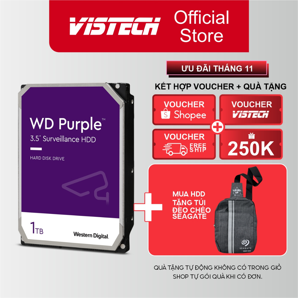 Ổ cứng gắn trong HDD Western Digital Purple tím PURZ 3.5''