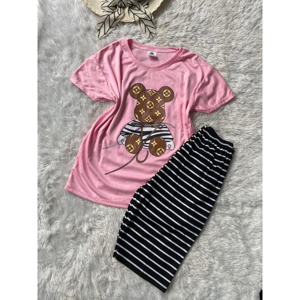 Đồ bộ lửng thun cotton mềm mại thoáng mát họa tiết đơn giản , dễ thương freesize dưới 54kg