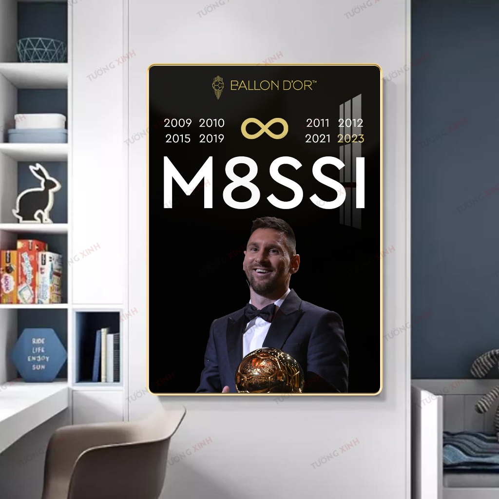 Tranh treo tường huyền thoại Lionel Messi nhận giải quả bóng vàng thứ 8