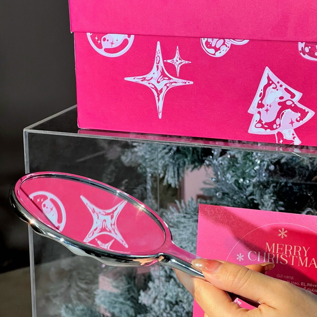 ELRÊVER - Gương tròn cầm tay cao cấp - Màu bạc - 1222A03