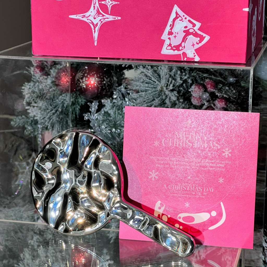 ELRÊVER - Gương tròn cầm tay cao cấp - Màu bạc - 1222A03