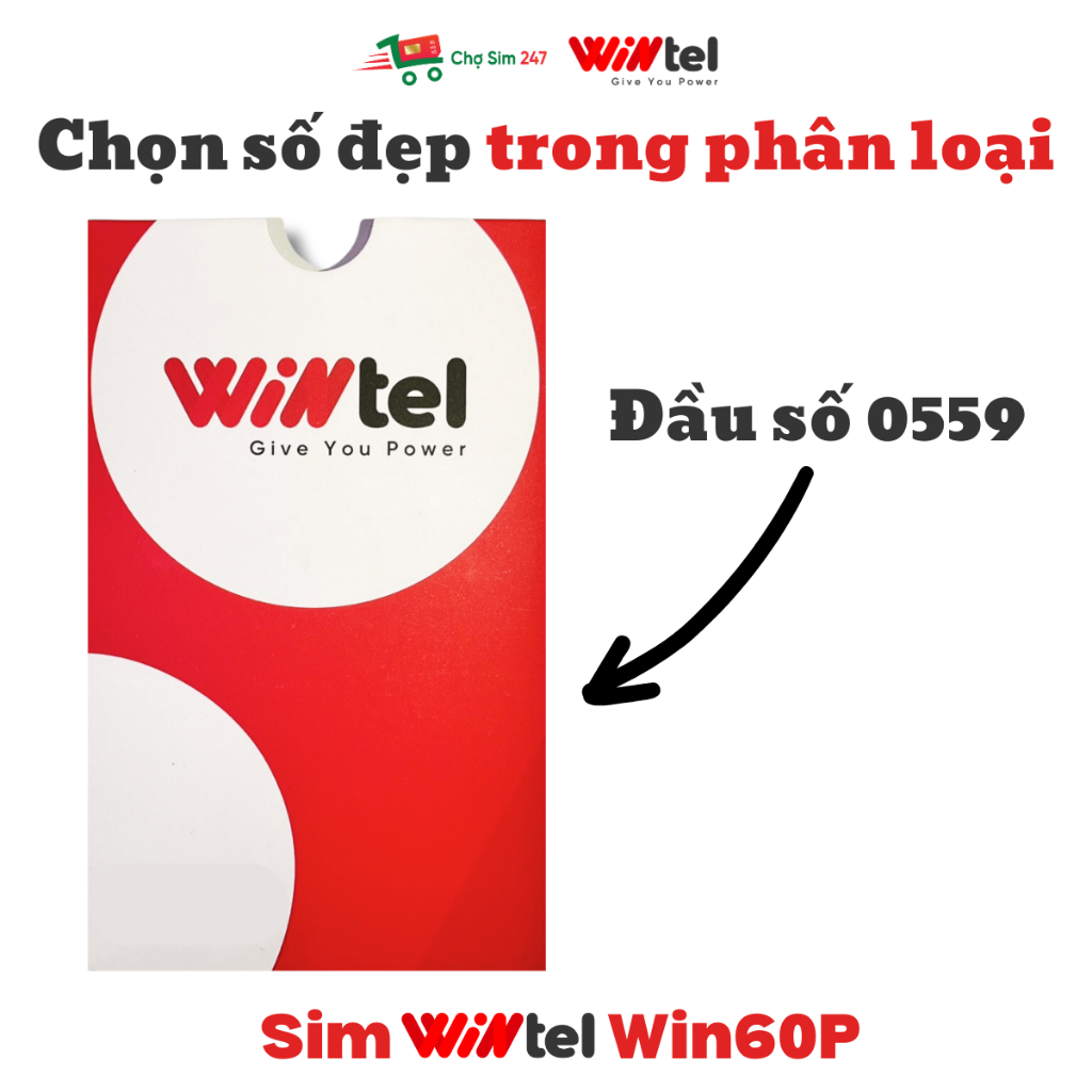 Sim Wintel Win60P vật lý - Sim 4G số đẹp tự chọn, sim data dùng sóng Vinaphone, dành cho điện thoại, máy tính bảng, phát