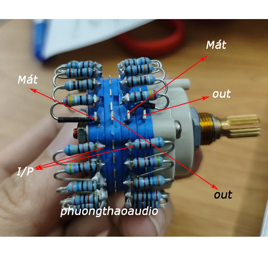 Chiết áp volume 2 kênh 24 bước 100K 250K điện trở KOA 0.25w
