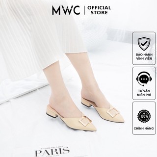 Giày MWC 4329 - Giày Sục Cao Gót Đế Vuông 3CM Phối Khóa Sang Trọng