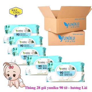 Gía sỉ Thùng 28 gói khăn ướt Yuniku 90 tờ xanh ngọc - hương hoa lài