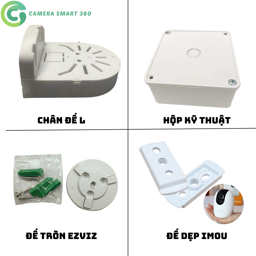 Chân đế L treo tường, hộp kỹ thuật nhựa ABS cho các loại camera, lắp đặt ngoài trời chống nước, bảo vệ nguồn