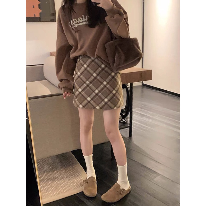 Chân váy dạ ngắn kẻ dáng chữ A - OSAA DAILY