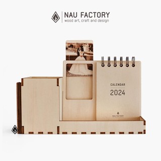 Lịch gỗ Khung Tranh để phụ kiện đa năng, in hình theo yêu cầu - Lịch để bàn 2024 decor trang trí nhà cửa NAU FACTORY