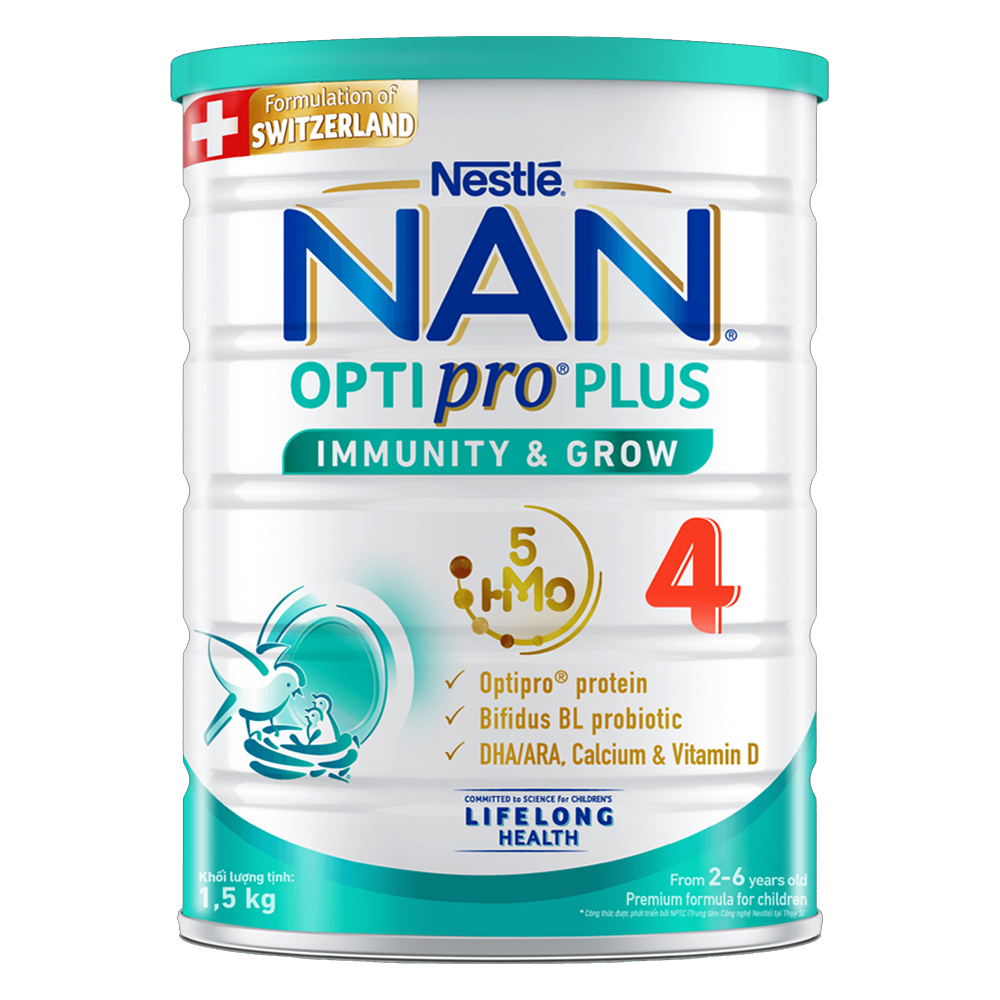 Sữa Bột Nan OPTIPRO PLUS Số 3 - 4 Lon 1.5Kg chính hãng