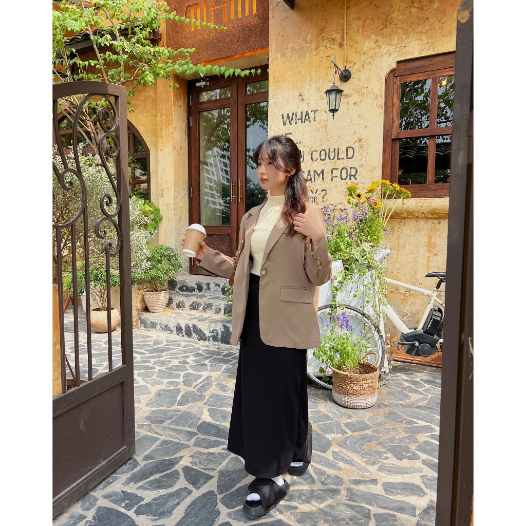 Chân váy nữ nỉ tăm dáng dài cạp chun có túi, chân váy dáng dài phong cách hàn quốc v10239309 By Germe