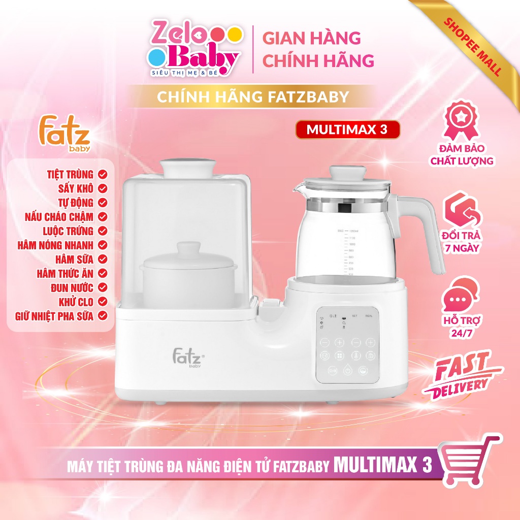 Máy tiệt trùng sấy khô, hâm sữa và đun nước đa năng Fatzbaby Multimax 3