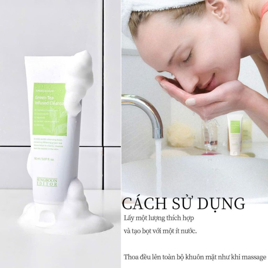 Sữa Rửa Mặt Dành Cho Da Dầu Mụn Chiết Xuất Trà Xanh Sungboon Green Tea Infused Cleanser 150ml Hàn Quốc