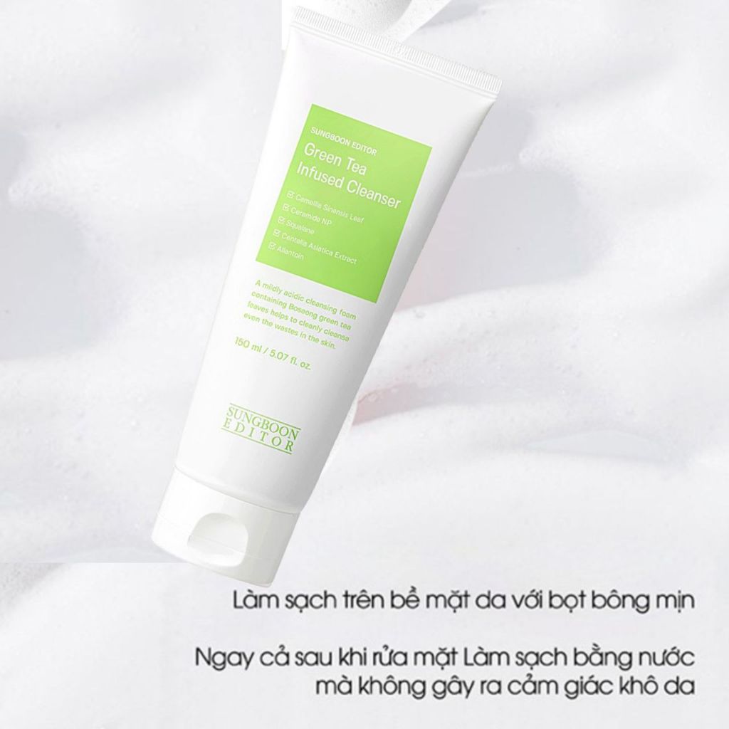 Sữa Rửa Mặt Dành Cho Da Dầu Mụn Chiết Xuất Trà Xanh Sungboon Green Tea Infused Cleanser 150ml Hàn Quốc