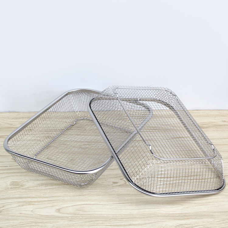 Rổ Lưới Inox Hình Chữ Nhật Thoát Nước Có Chân Kê