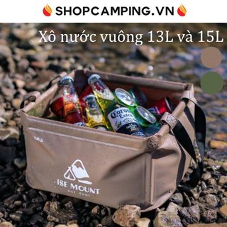 Xô nước gấp gọn hình vuông Ise Mount, xô đựng nước dã ngoại cắm trại - Camping VietNam