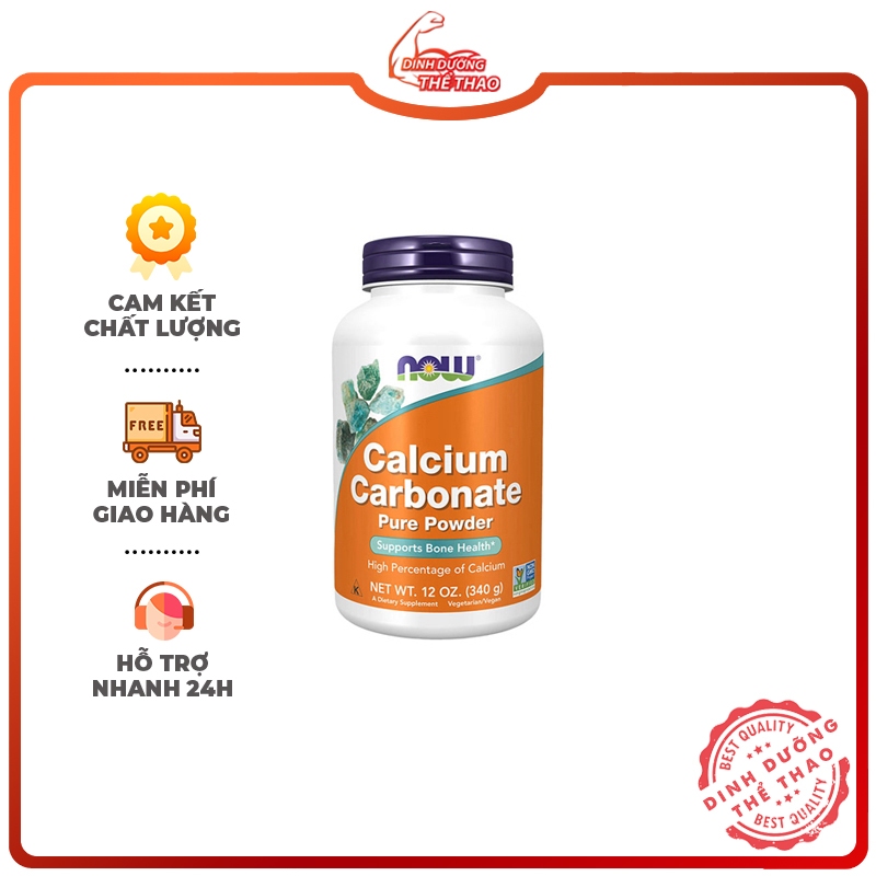 NOW CALCIUM CARBONATE POWDER 600MG 340GRAM Bổ Sung Canxi Giúp Xươn Chắc Chắn - Không Vị