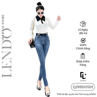 Quần Jean Dáng Ôm Cạp Đai Đính Đá LENDO QJ99DO501