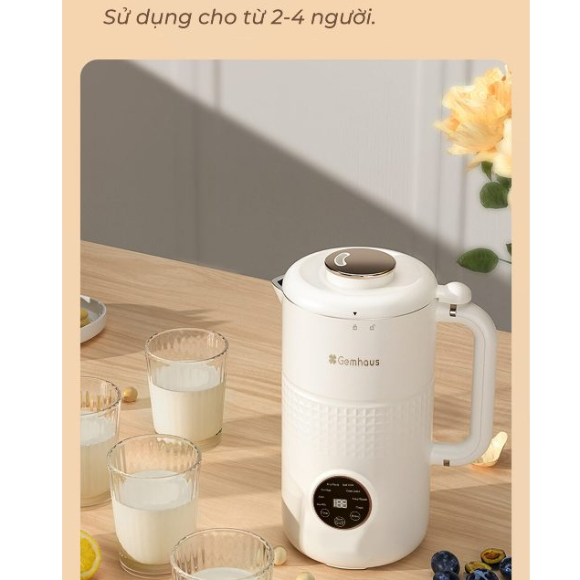 Máy làm sữa hạt Gemhaus GH110, máy nấu sữa hạt đa năng, xay sinh tố, nấu cháo, tự vệ sinh...