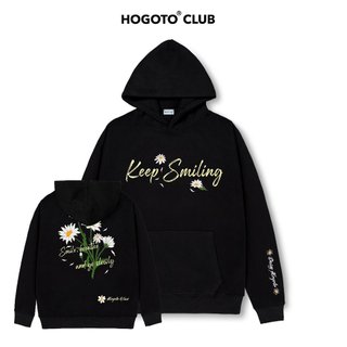 Áo hoodie nỉ bông keep smiling hoa hogoto club , áo hoodie nam nữ nỉ bông cotton