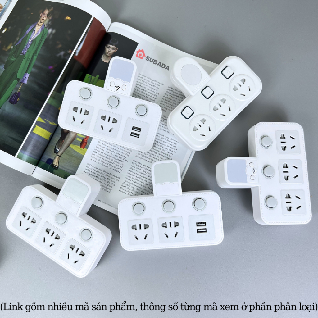 Ổ chia điện không dây 2500W Subada chống giật dùng với mọi phích cắm cổng USB và đèn ngủ tiện lợi bảo hành 12 tháng TH5