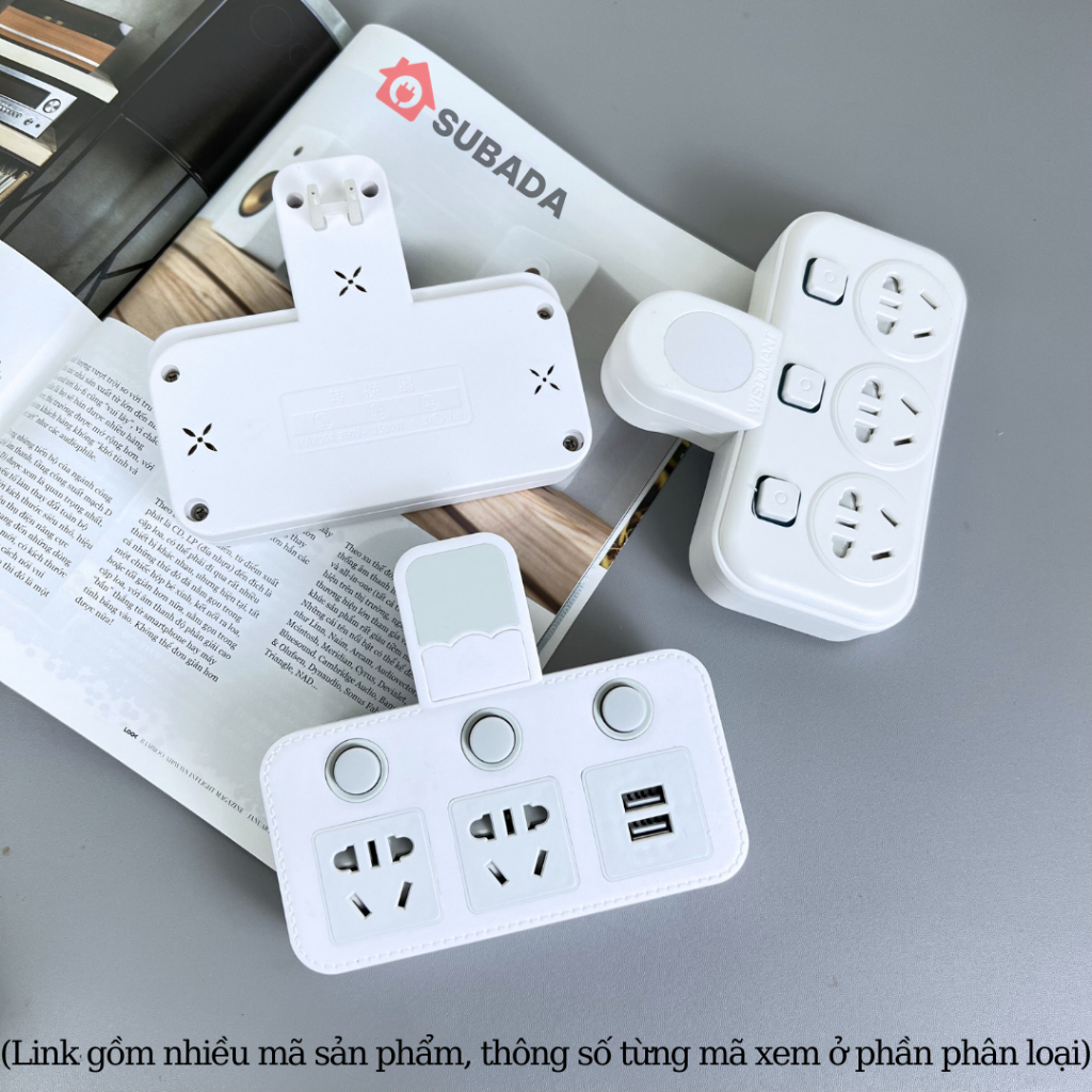 Ổ chia điện không dây 2500W Subada chống giật dùng với mọi phích cắm cổng USB và đèn ngủ tiện lợi bảo hành 12 tháng TH5