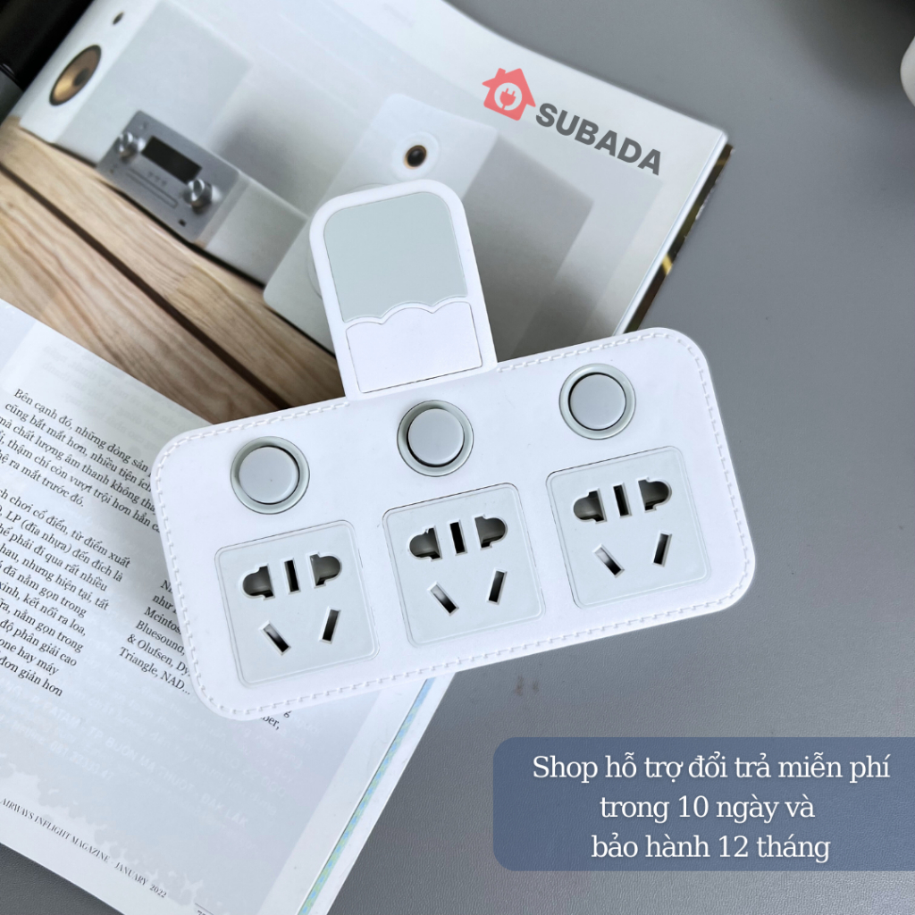 Ổ chia điện không dây 2500W Subada chống giật dùng với mọi phích cắm cổng USB và đèn ngủ tiện lợi bảo hành 12 tháng TH5
