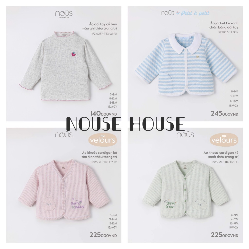 Áo dài tay các màu 6m-2y