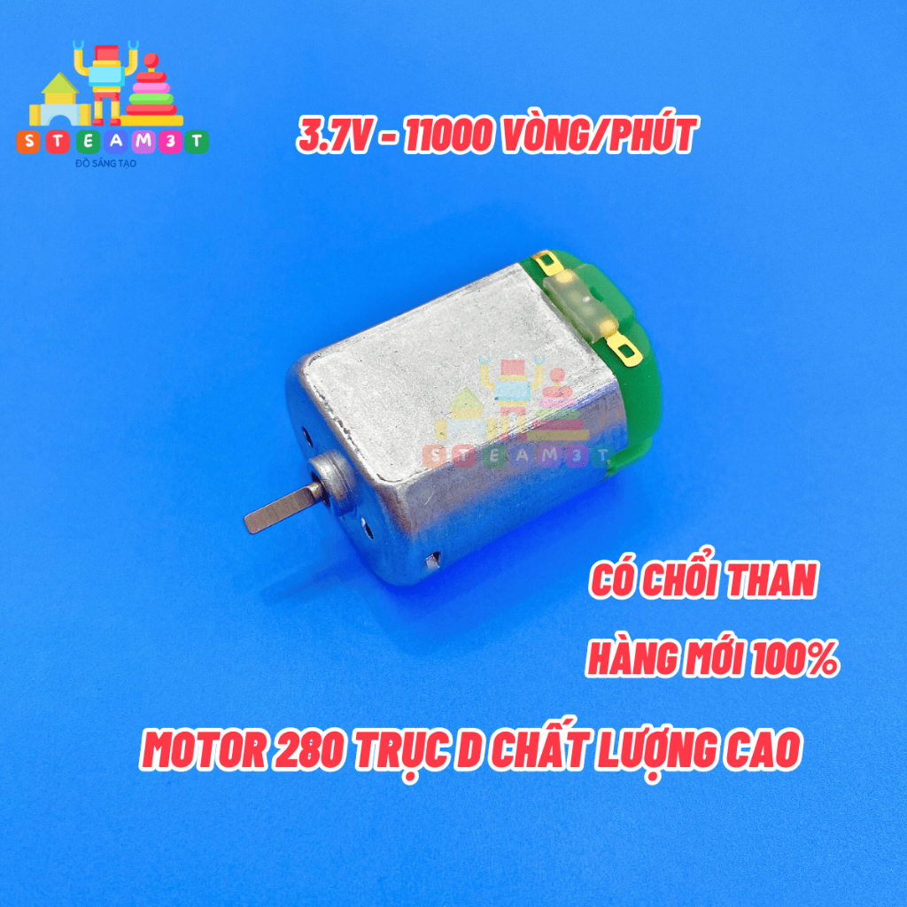 Motor 280 3.7V - 11000 vòng - có chổi than - mã F280 cho xe ô tô máy mát xa bàn chải đánh răng điện 