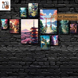 Set 10 tranh dán tường cao cấp chủ đề phong cảnh, anime decor trang trí phòng hiện đại, phòng ngủ, phòng ăn