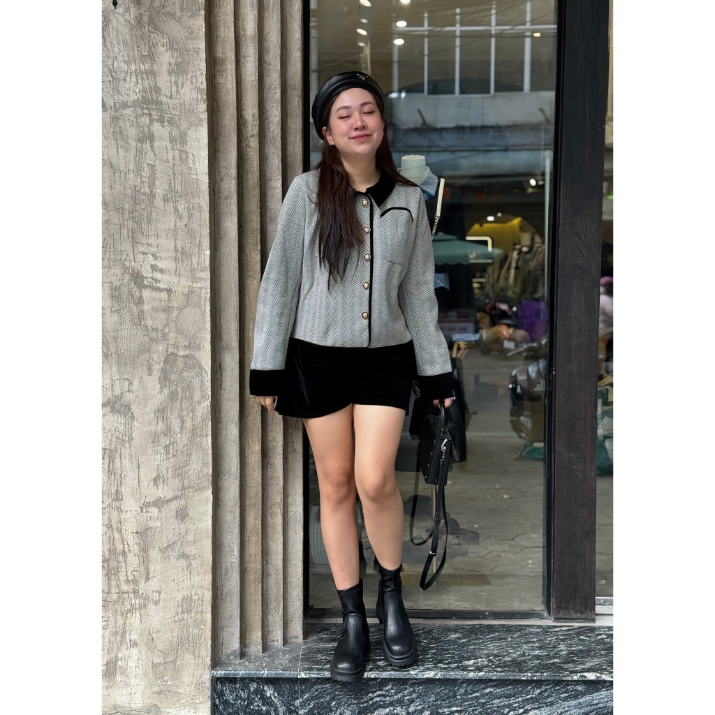 BIGSIZE ÁO DẠ PHỐI NHUNG - 19735